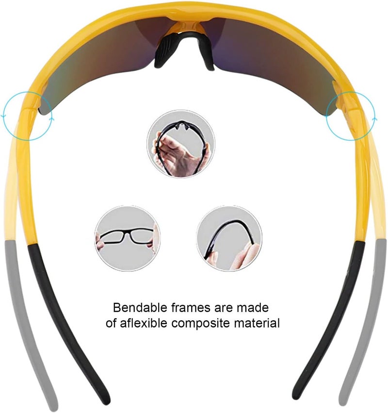 BangLong Polarized Sports Sunglasses Cycling Sun Glasses for Men Women with 5 Interchangeable Lenes for Running Baseball Golf - Image 5